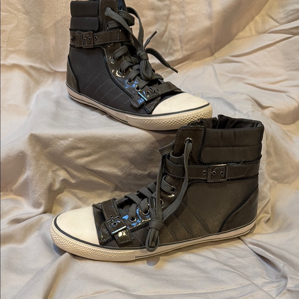 Aldo White and Green High-Top Sneakers
